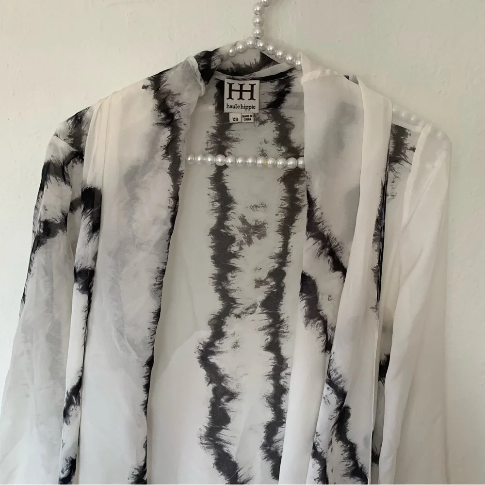 Haute Hippie Printed Silk Chiffon Cardigan